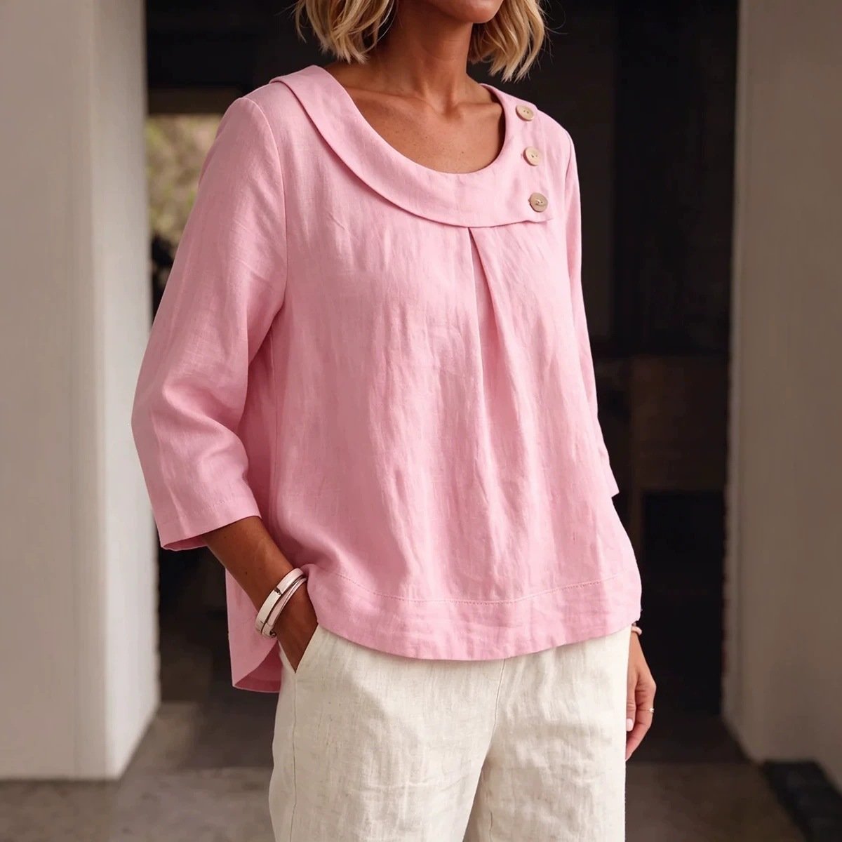 Women's Casual Round-neck Shirt Loose-fitting Top