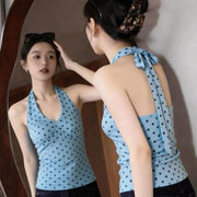 Flattering Backless Top with Chest Pads & Lace-up Detailing