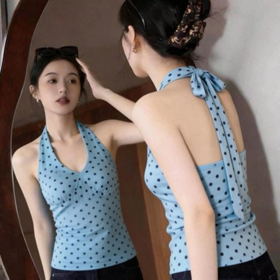 Flattering Backless Top with Chest Pads & Lace-up Detailing