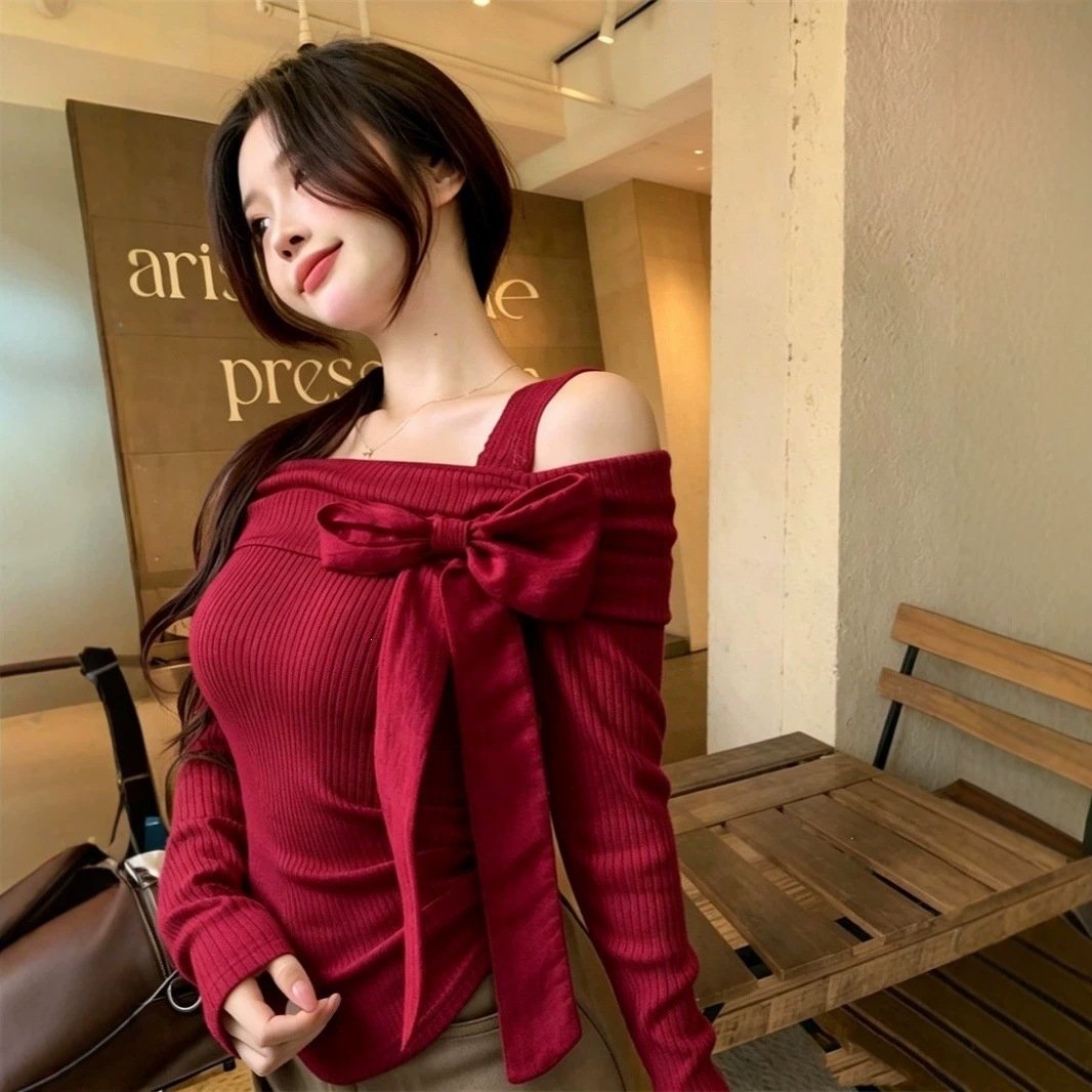 Elegant Off-Shoulder Lace Top with Bow Detail