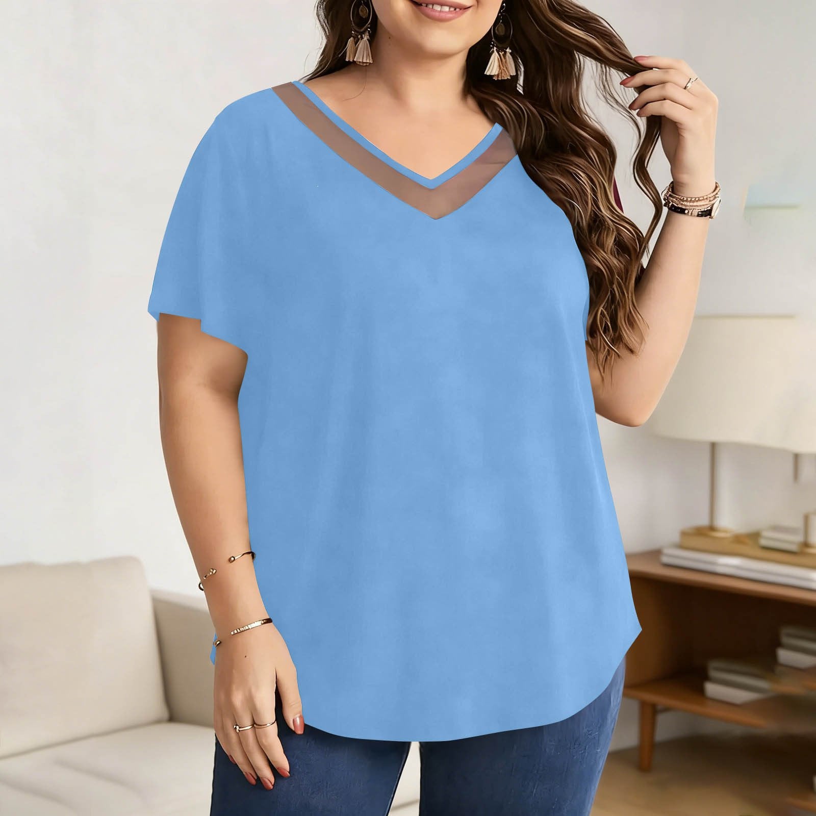 Elegant Plus-Size V-Neck Tops for Women