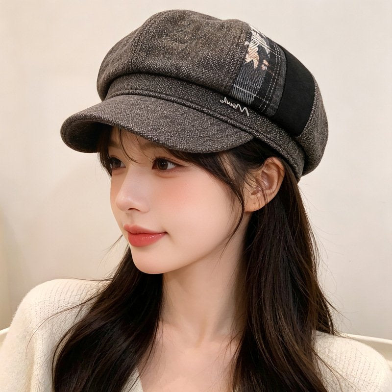 British-Style Retro Octagonal Beret for Women
