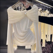 Elegant Off-Shoulder Long-Sleeve Top for Women