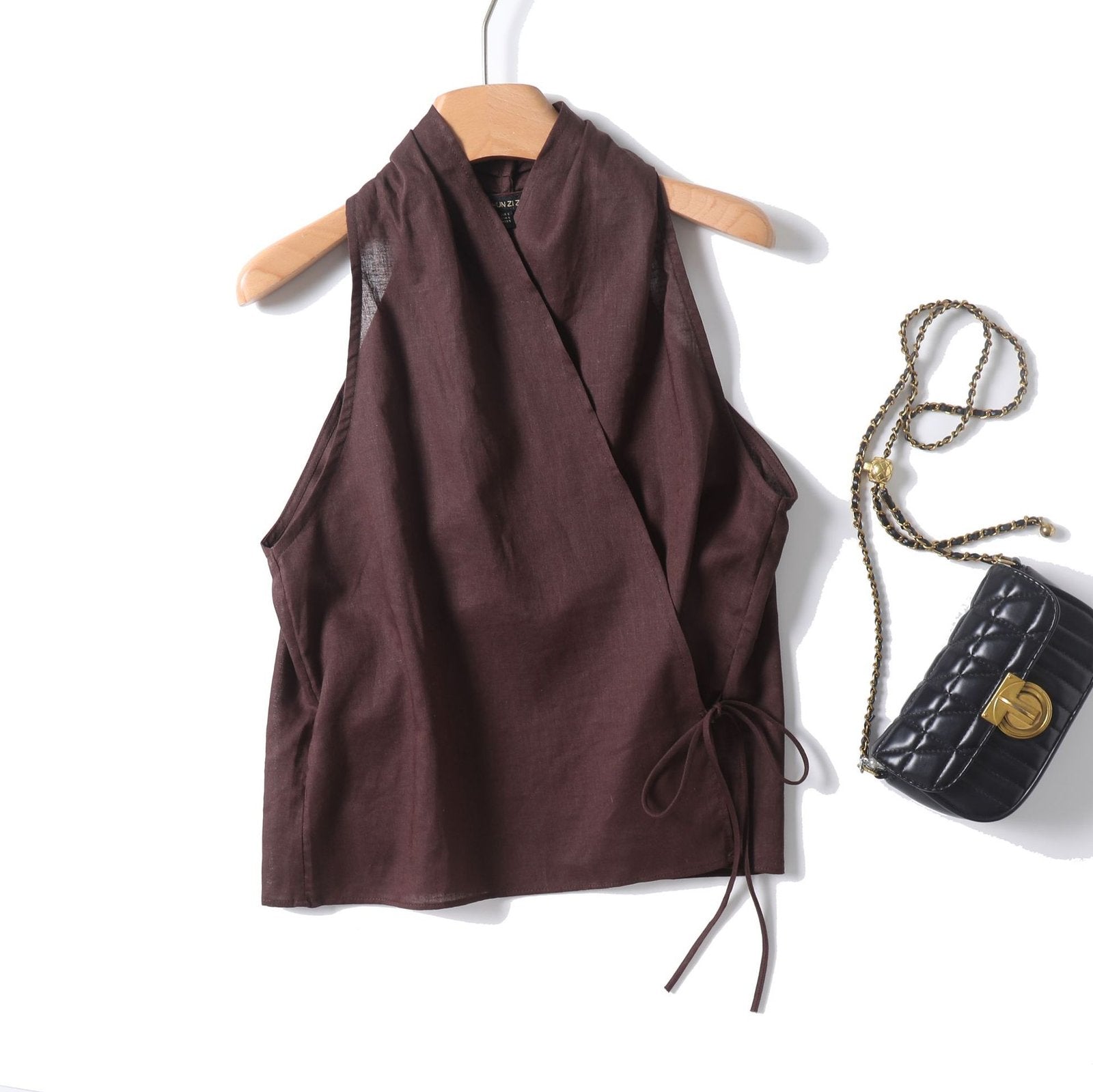 Elegant Sleeveless Lace-Up Top
