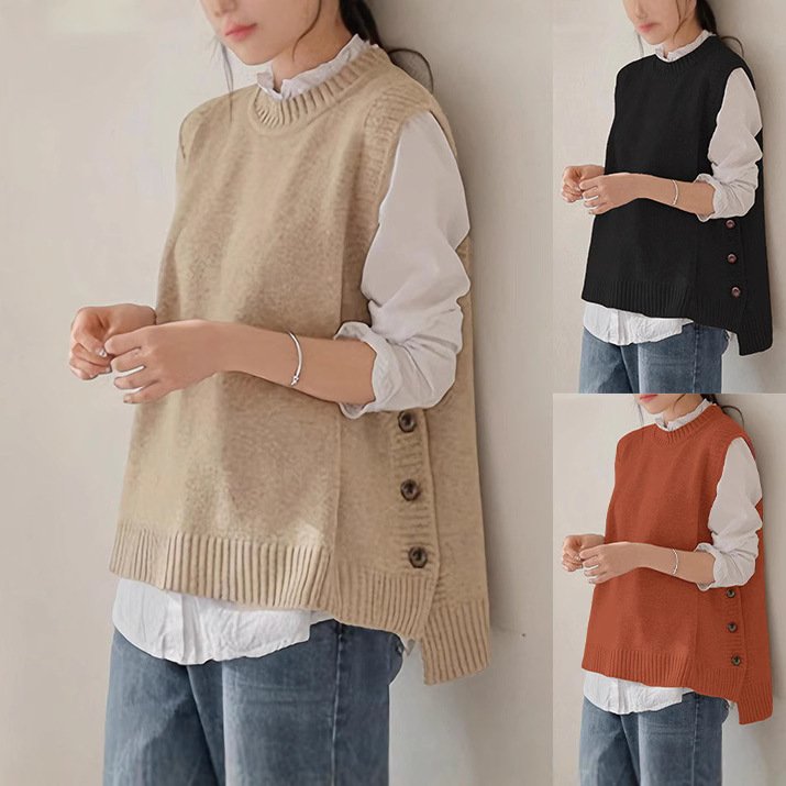 Retro Chic Sleeveless Sweater Vest for Women
