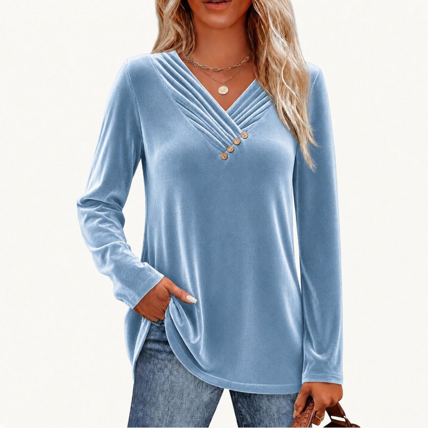 Comfortable V-Neck Long Sleeve T-Shirt for Women