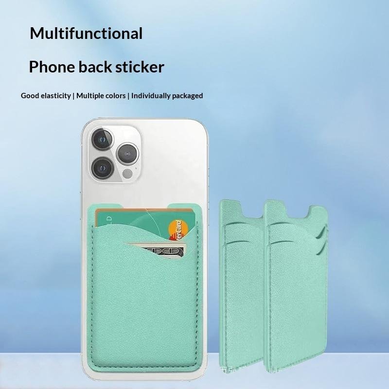 Solid Color Phone Card Holder with Faux Leather Back Sticker