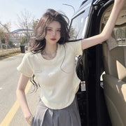 Slouchy U-Neck Short Sleeve Top for Women