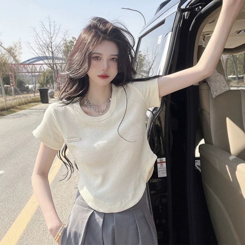 Slouchy U-Neck Short Sleeve Top for Women