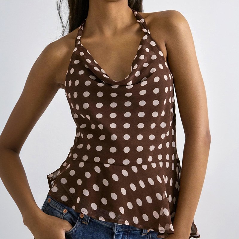 Polka Dot Halter Neck Camisole for Women