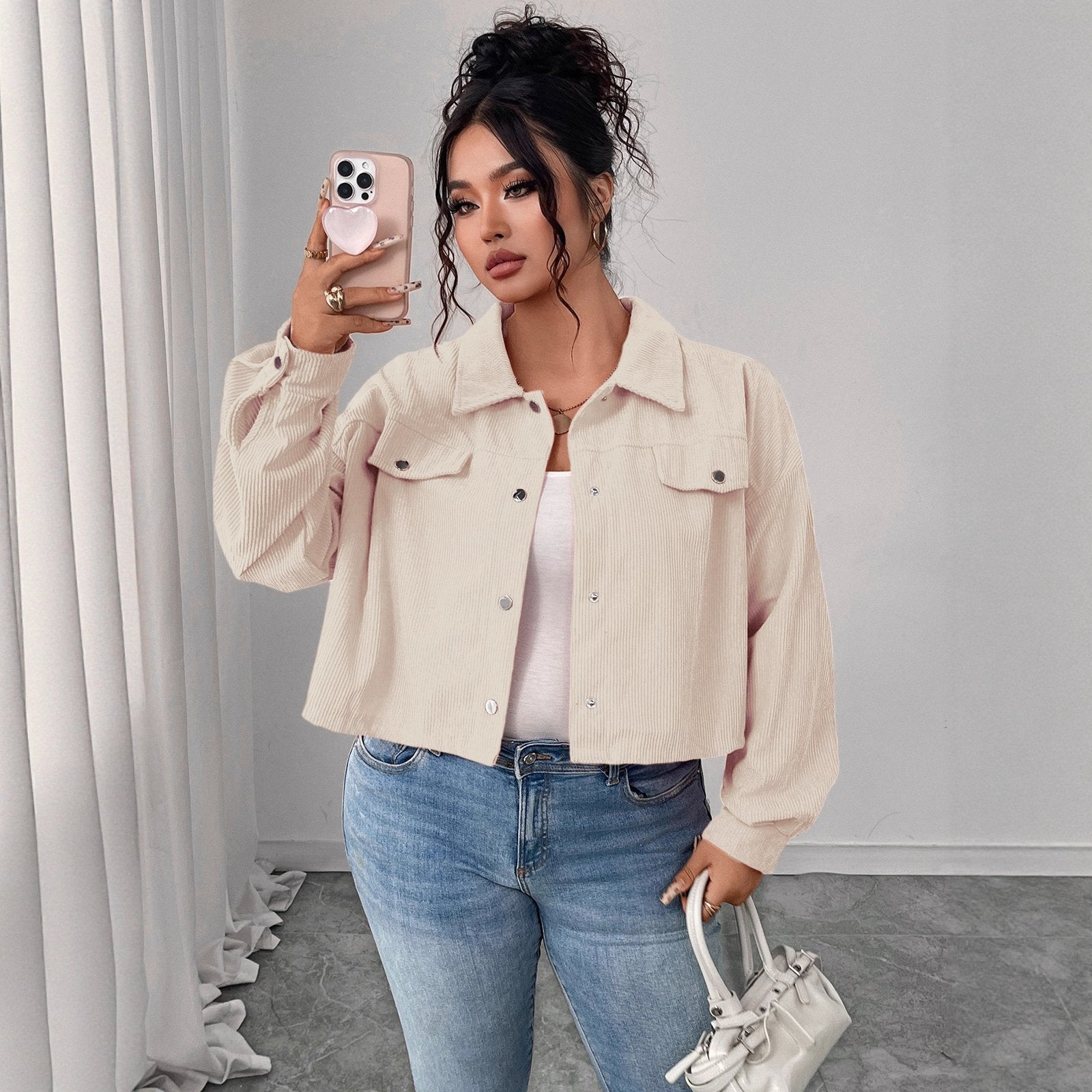 Autumn Winter Corduroy Coat for Women