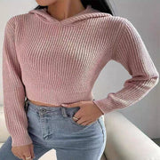 Cozy Pink Backless Hoodie Sweater for Women