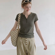 Women's Dark Green Short-Sleeve T-Shirt - Slim Fit