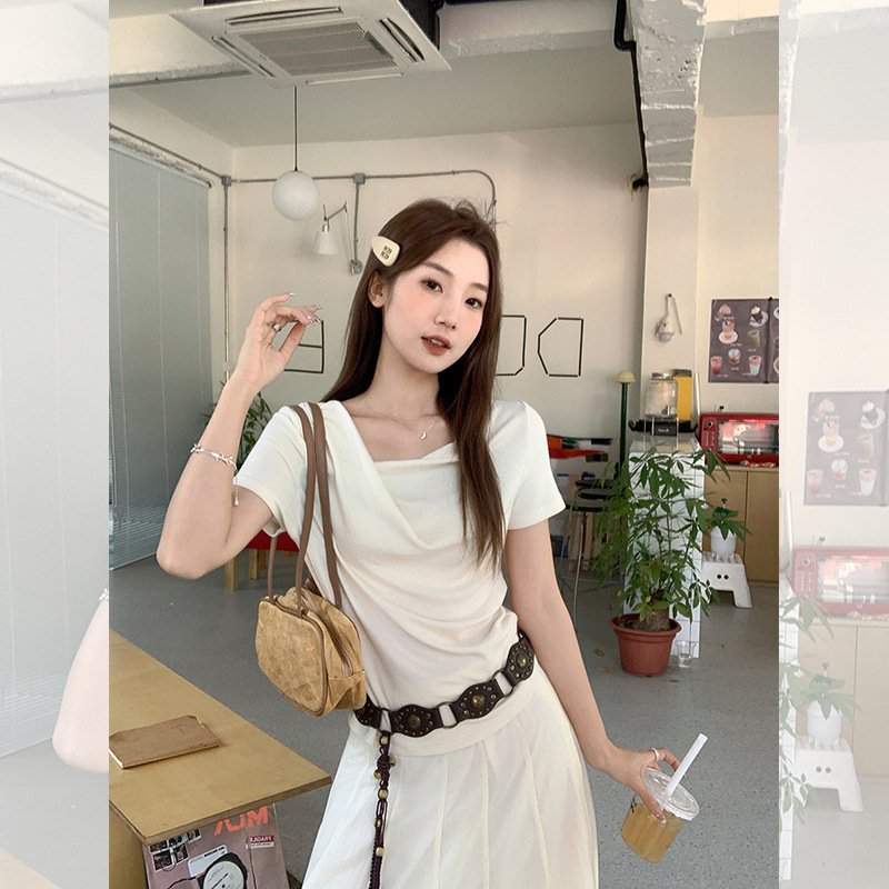 Feminine Ruffled Short-Sleeve Top for Women