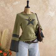 Off-the-Shoulder Long Sleeves Knit Sweater for Women