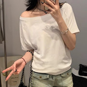 Slanted Shoulder Relaxed Fit Tee for Women