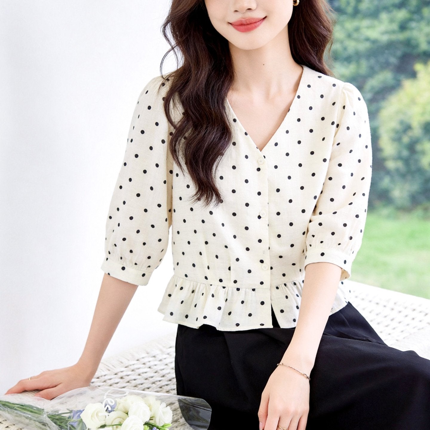 Slimming V-Neck Blouse for Women