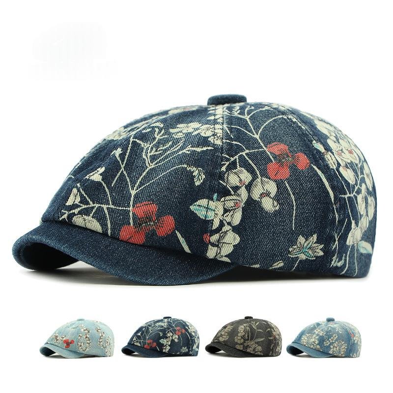Sun Protection Octagonal Denim Beret for Women