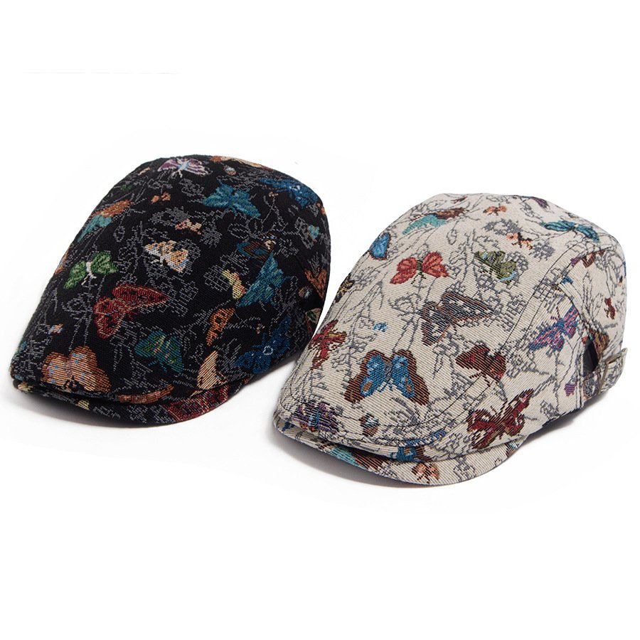 Vintage Butterfly Peaked Cap for Women - Ethnic Style Hat