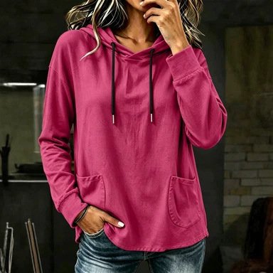Relaxed Fit Long Sleeve Hoodie for Women