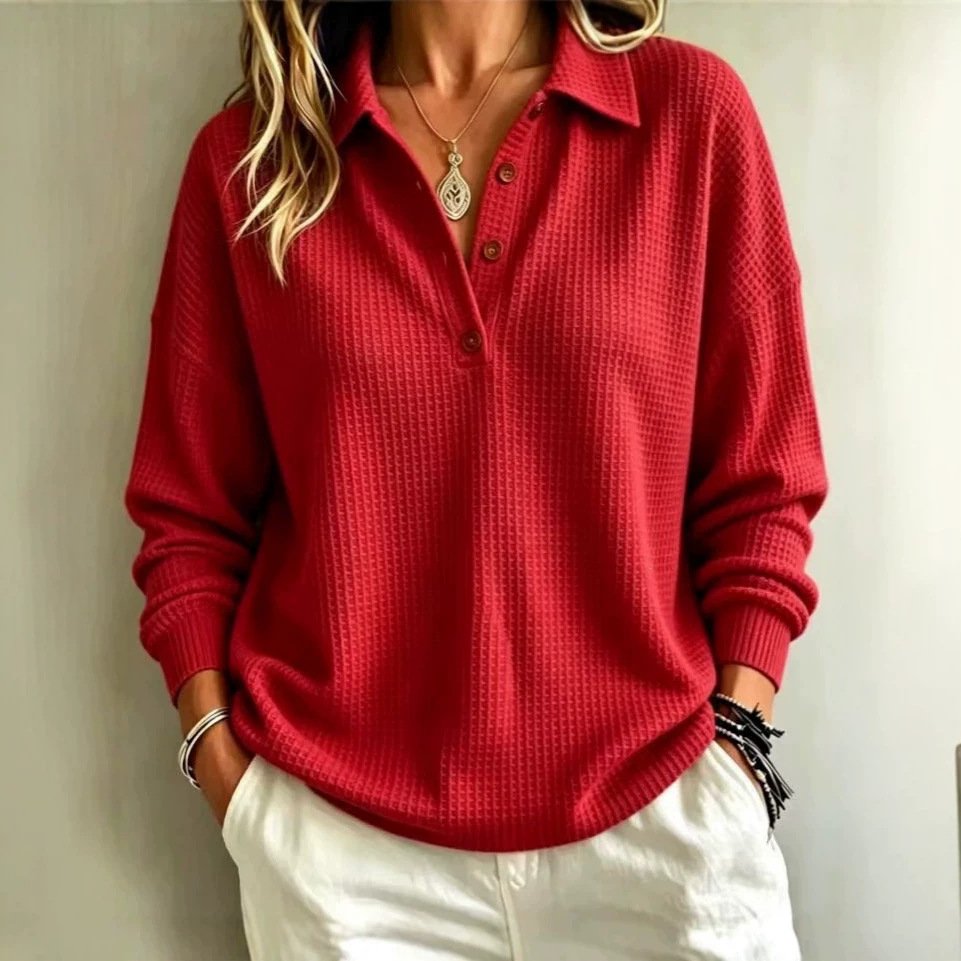 Cozy Waffle Pullover Top for Women