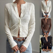 Chic Crew Neck Long Sleeve Top for Women