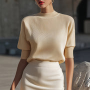 Elegant Solid-Color Knit Top for Women