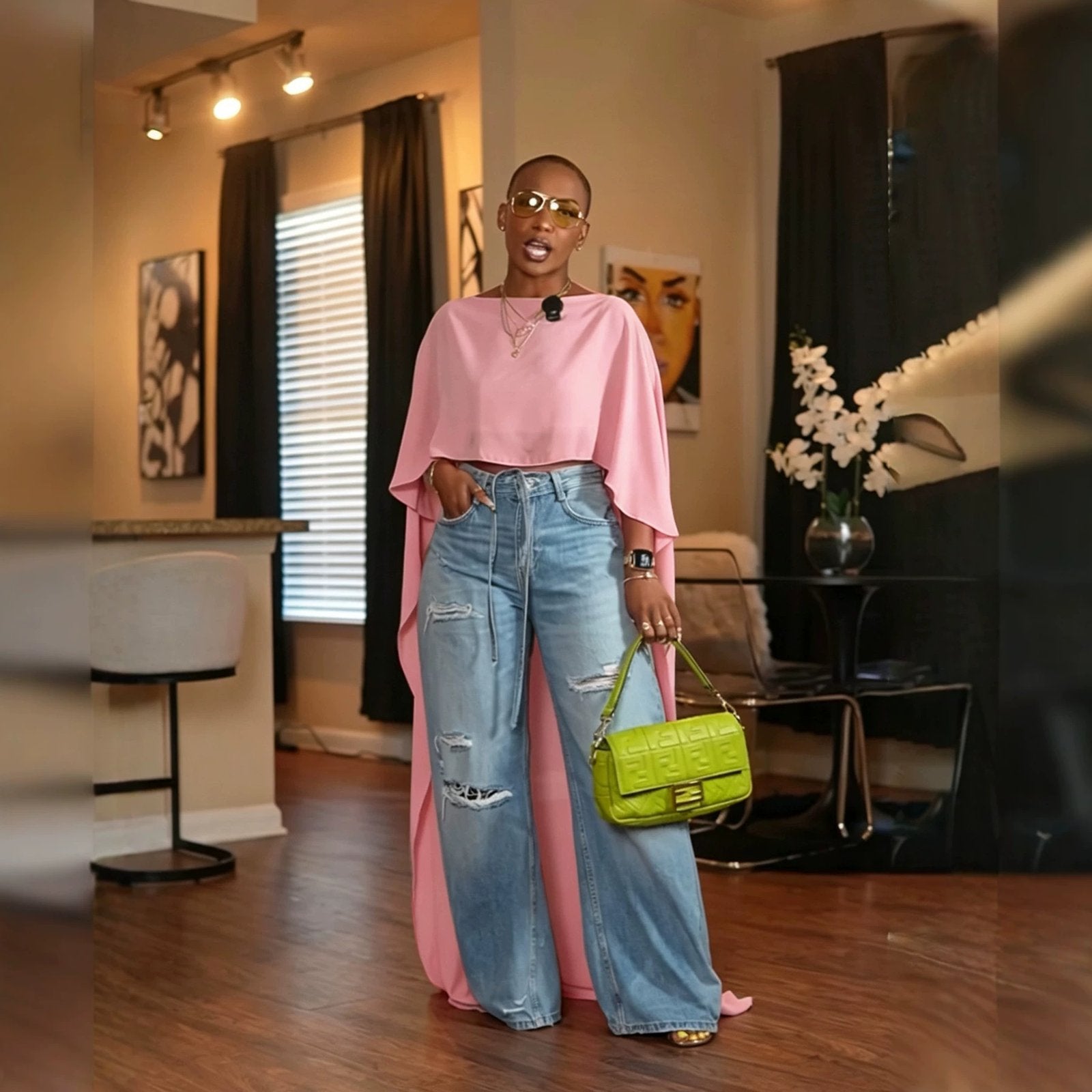 Loose-fit Mesh Maxi Cape for Women