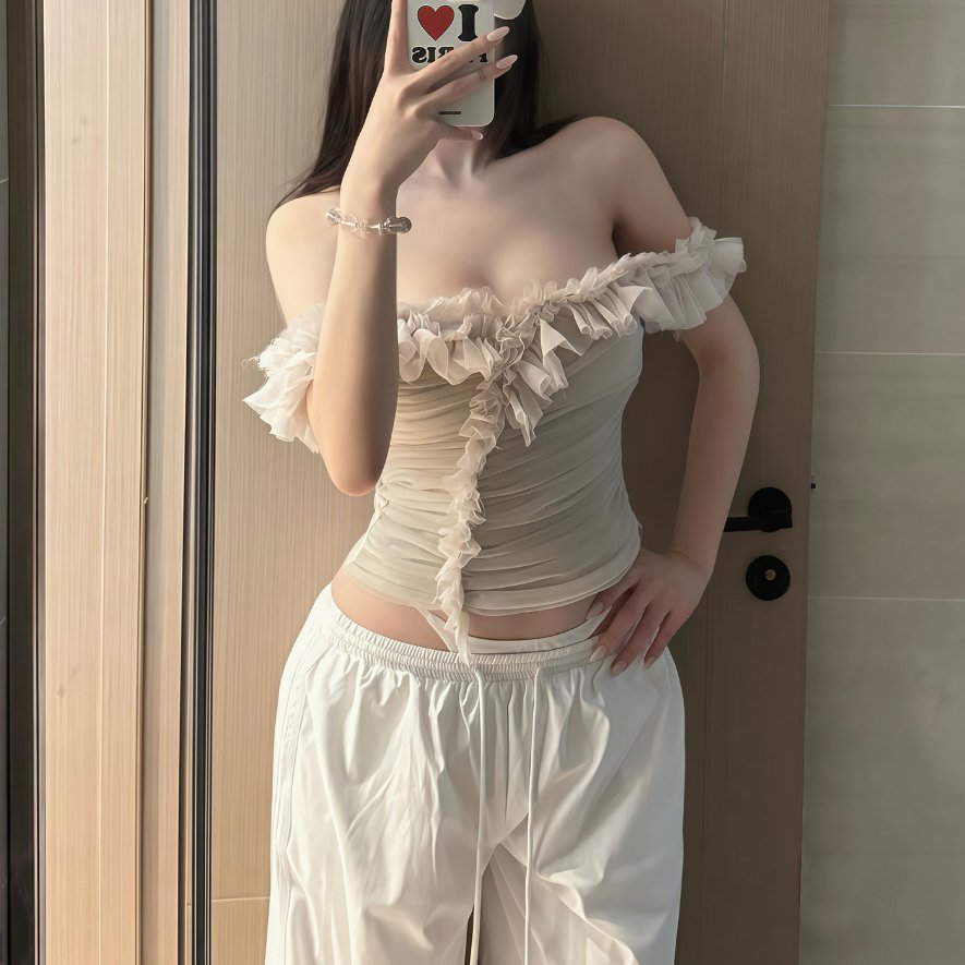 Elegant Off-Shoulder Ruffled Tee for Women