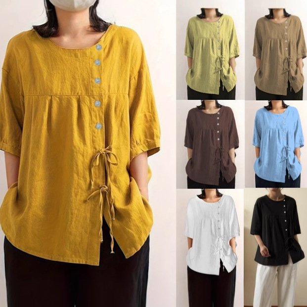 Artistic Retro Short-Sleeve Shirts for Women