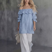 Off-shoulder Top with Ruffled Hem for Women