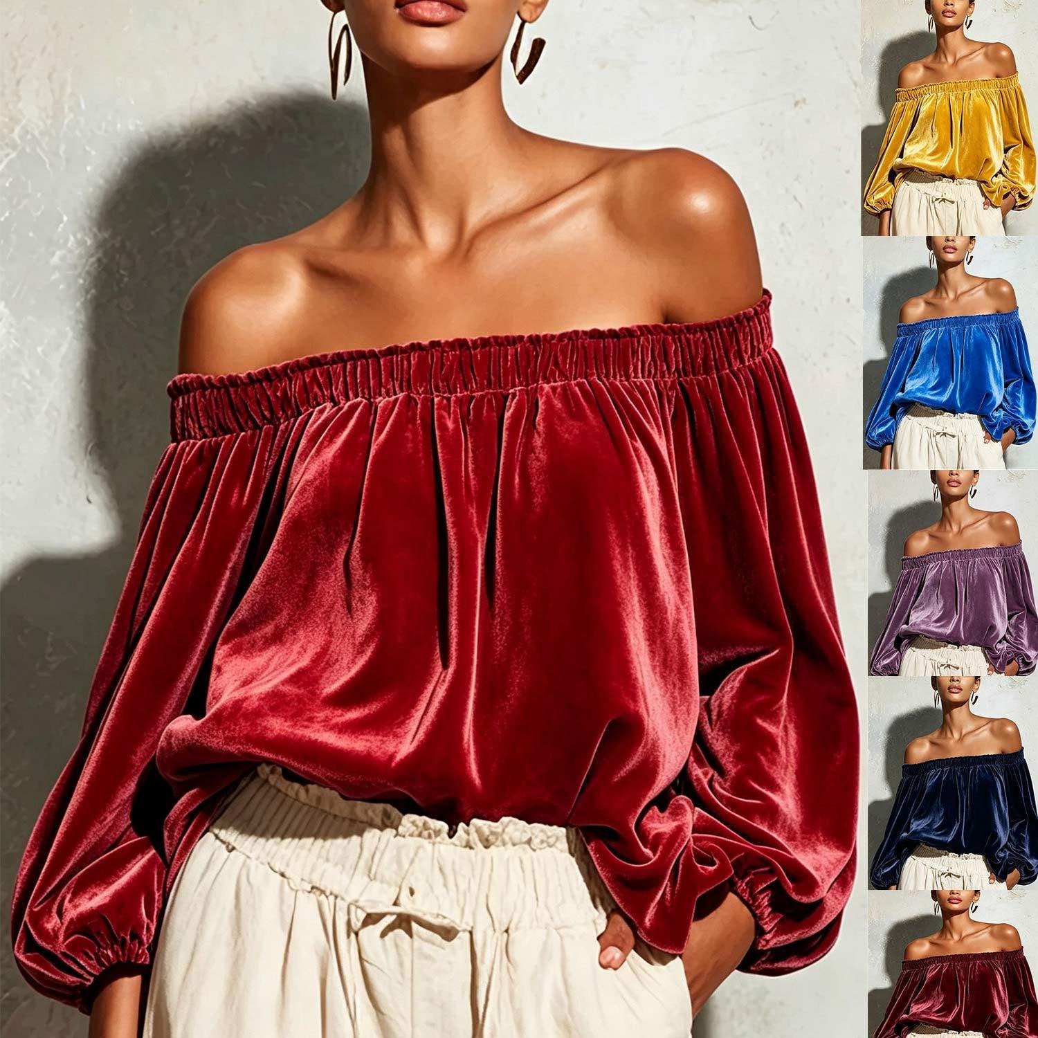 Elegant Lantern Sleeve Off-Shoulder Top for Women