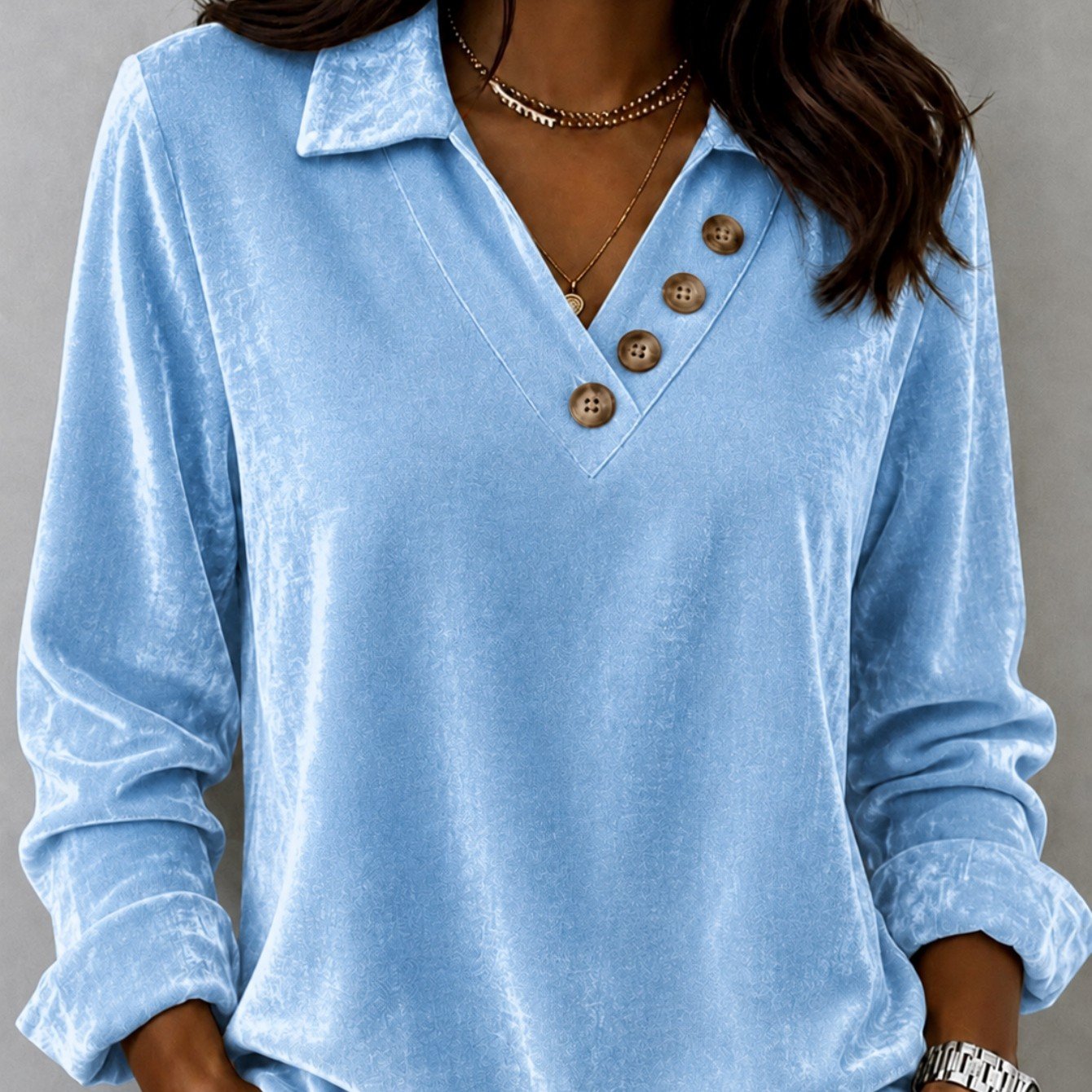 Long-Sleeved Polyester Blouse for Women, Comfortable and Versatile