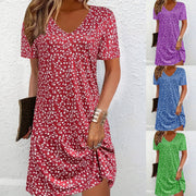 Summer Short-sleeved Floral-print Dress