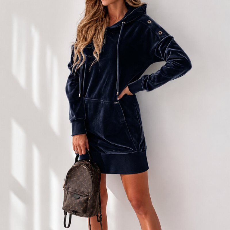 Loose-fitting Pullover with Hood Women's Hoodie Dress