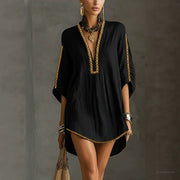 Lace-up Design Dress in a Casual Western Resort Style
