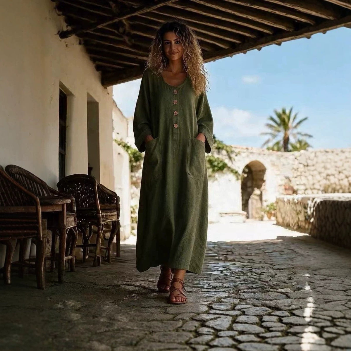 Round Neck Casual Resort Long Dress