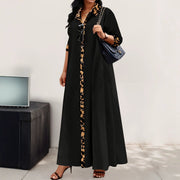 Elegant Leopard-print Loose-fitting Dress for Women