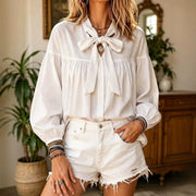 Elegant Loose-fit Puff-sleeve Blouse for Women