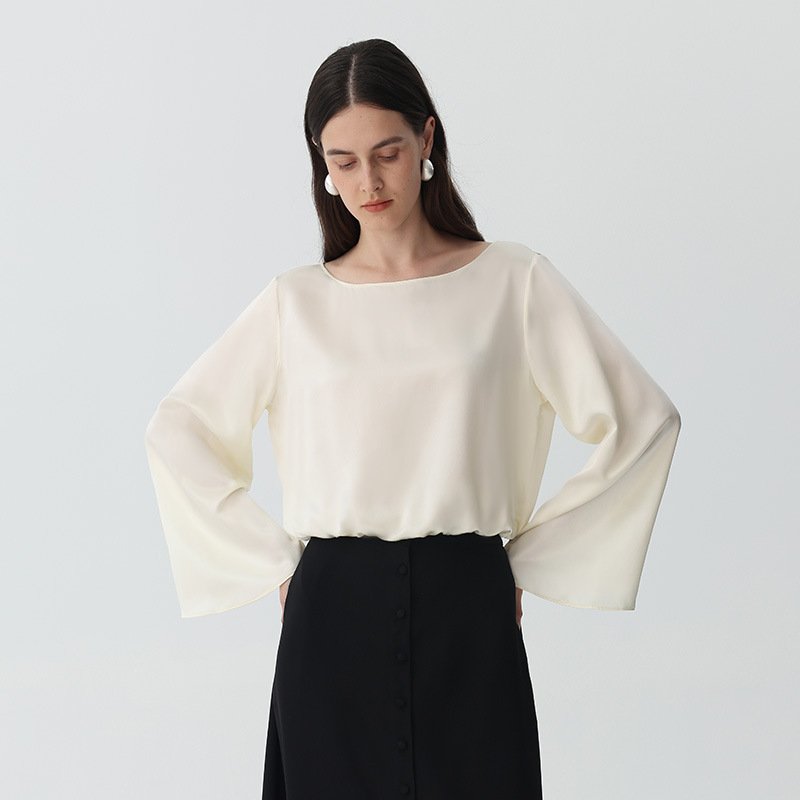 Luxury Mulberry Silk Flared Sleeve Top