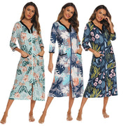 Comfortable Casual Loose Fit Three Quarter Sleeve Plus Size Printed Nightdress