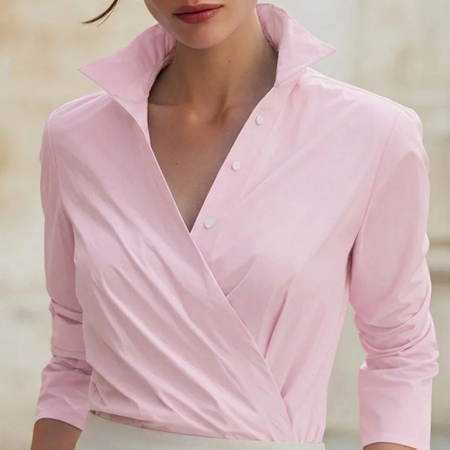 Women's Pleated Shirt with Three-Quarter Sleeves
