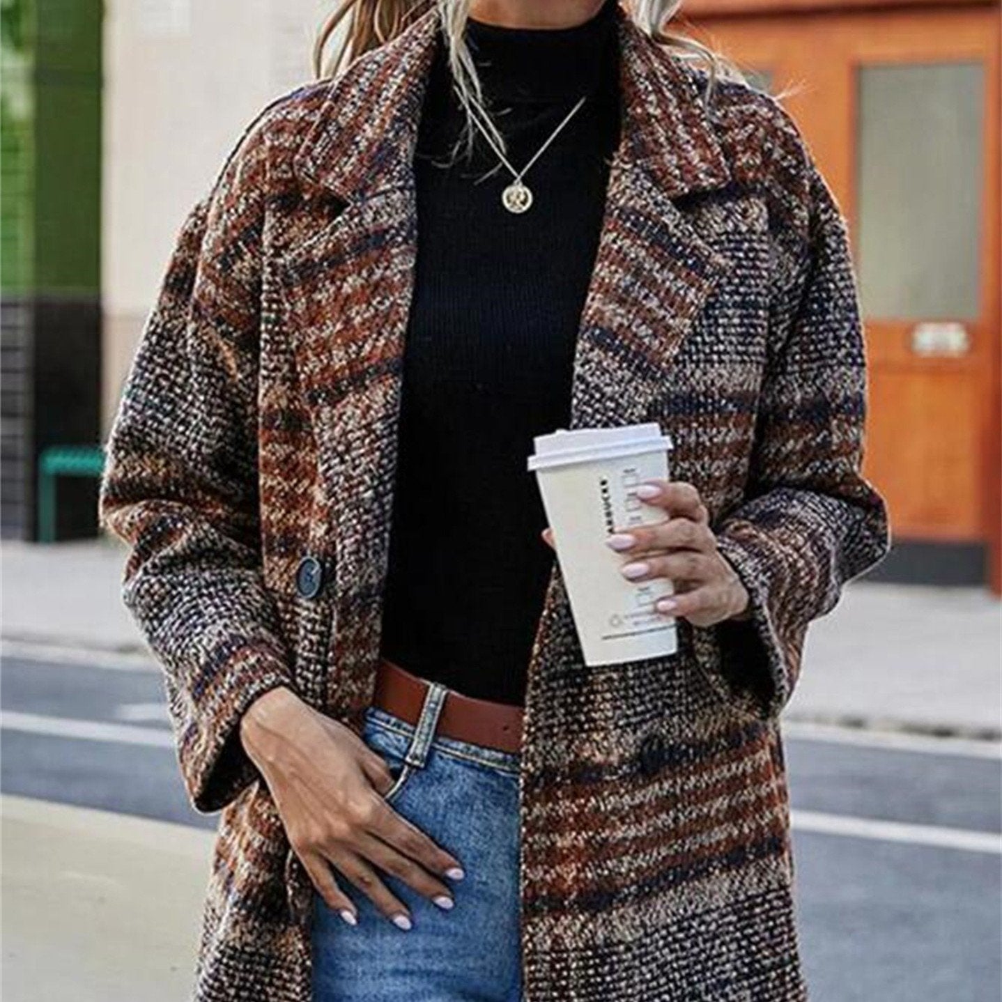 Retro Wool Coat for Women - Long-Sleeved Cardigan Style