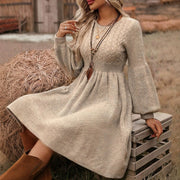 Womens Sweater Dress Round-neck Knitted Skirt