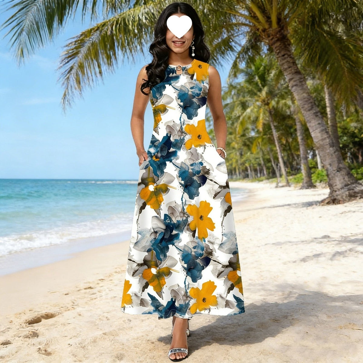 Tropical-print Maxi Dress Ethereal and Luxe Seaside Resort Gown