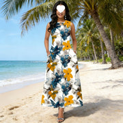 Tropical-print Maxi Dress Ethereal and Luxe Seaside Resort Gown