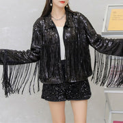 Sequin Long Cardigan with Tassels - Perfect Streetwear Layering