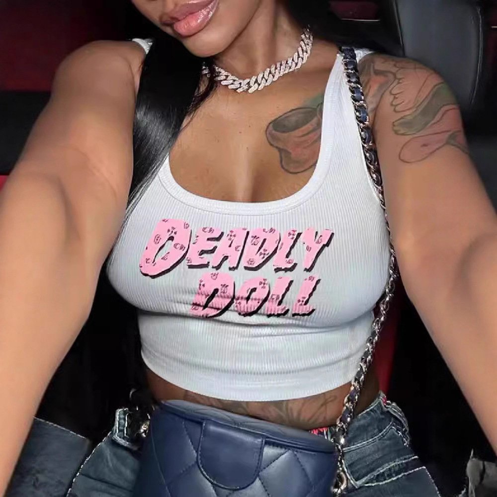 Sexy Letter-Print Camisole Top for Women