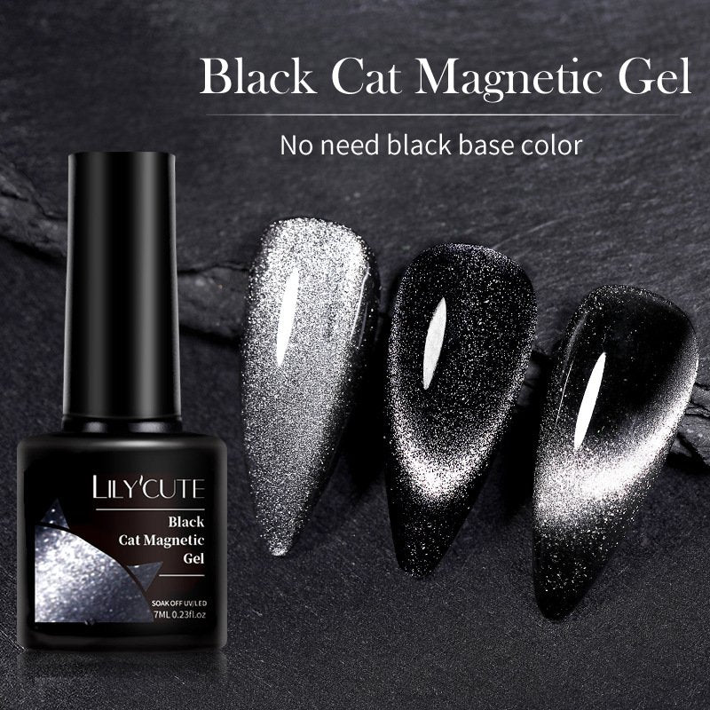 Long-Lasting Ultra Black Cat Eye Nail Gel