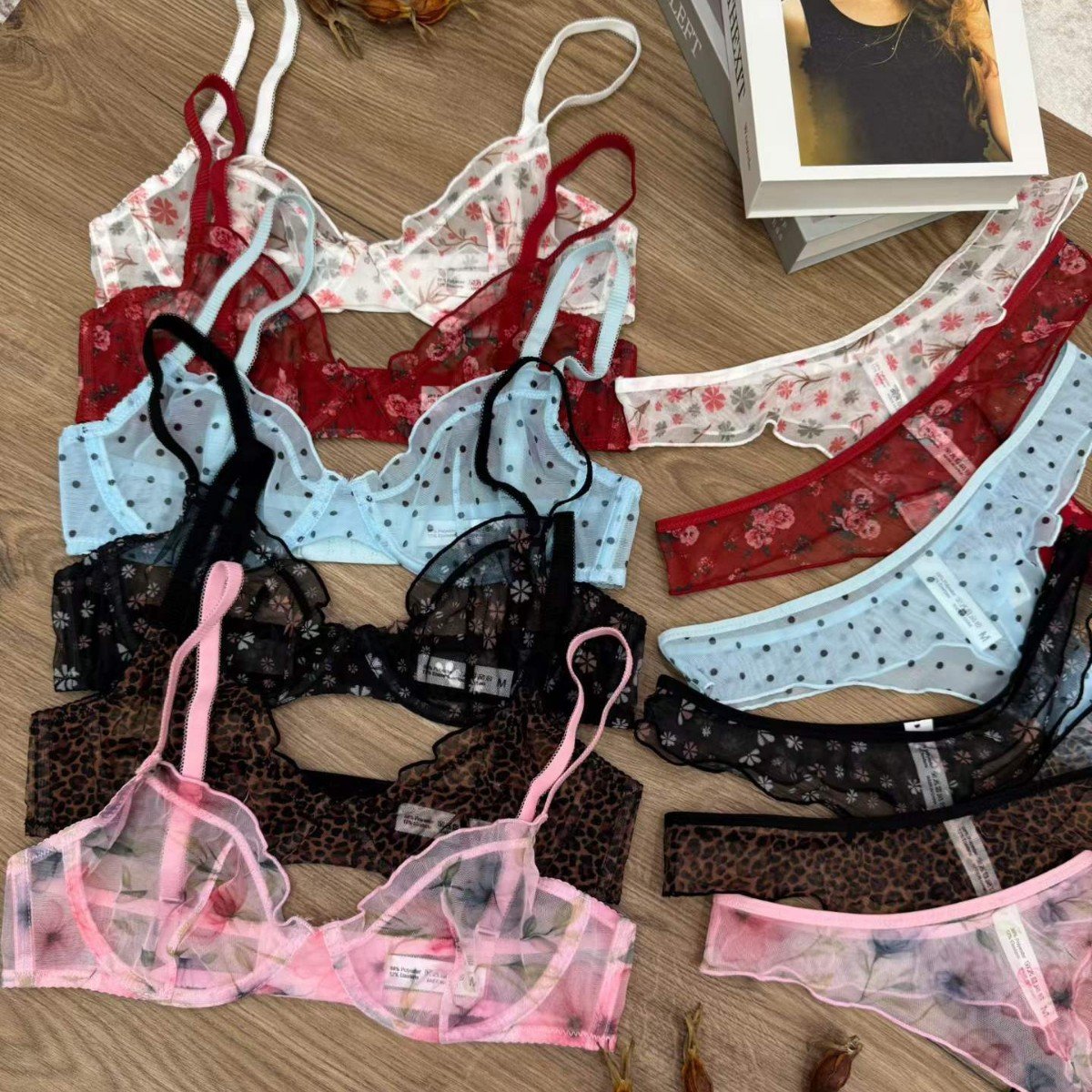 Retro Floral Lace Lingerie Set for Women